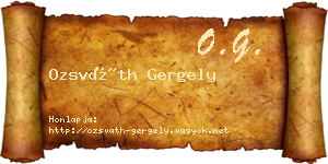 Ozsváth Gergely névjegykártya
